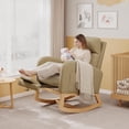 thumbnail image 2 of Rocking Chair, Modern Glider Chair, Recliner Armchair with Wood Legs and Side Pocket, Nursery Rocking Accent Chair with High Back for Living Room Bedroom, 2 of 8