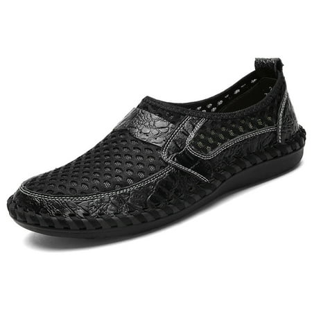 

Men s Footwear - Men s Summer Breathable Mesh Handmade Stitching Loafers Casual Lightweight Slip On Sandals Flat Shoes