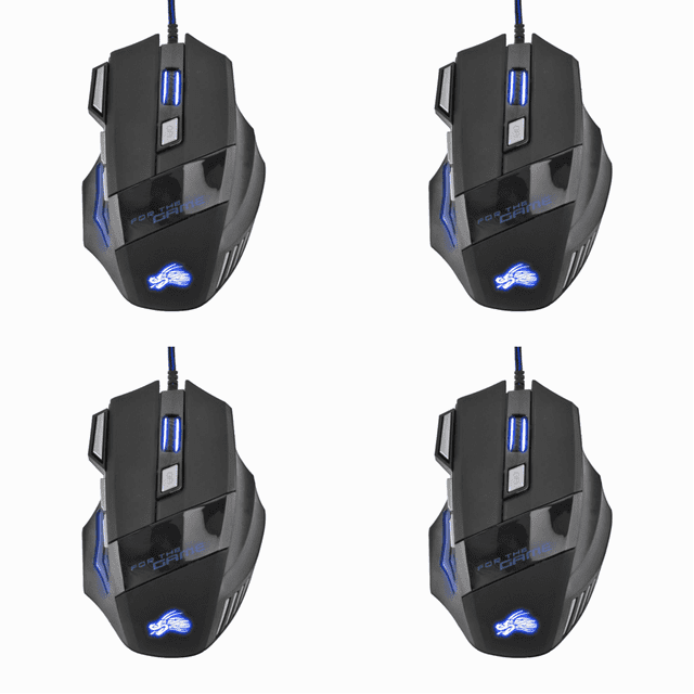 Ratón para Juegos Retroiluminación 7 Colores DPI Ajustable Wi Óptico PC Gamer Ratones Rojo