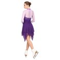 thumbnail image 6 of SiiRoh Women Figure Skating Dress Long Sleeve Gradient Color Dance Competition Party Shiny Rhinestones Dress Purple M, 6 of 6