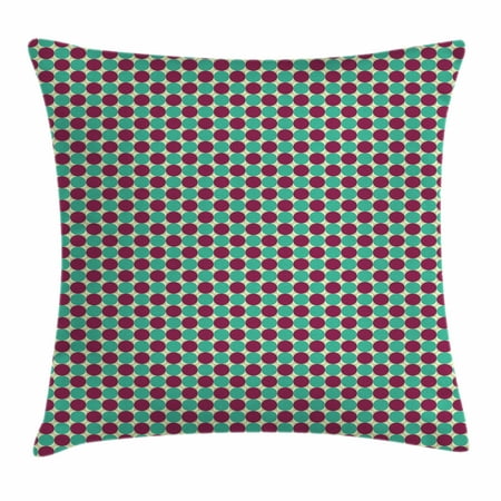 Tone Geometric Circles - Abstract Throw Pillow Cushion Cover, Geometric Circles in Squares Different Tones Modern Unusual Retro Hipster, Decorative Square Accent Pillow Case, 20 X 20 Inches, Pale Sea Green Plum, by Ambesonne