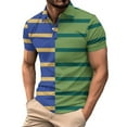 thumbnail image 2 of DDAPJ pyju Color Block Polos for Men 2025 Fashion Striped Golf Shirt Casual Summer Short Sleeve Tops Business Work Collared T-shirt Blue M, 2 of 5