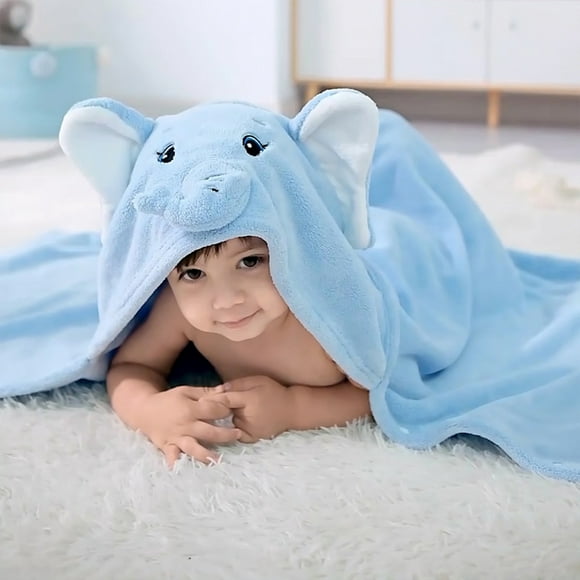 Dvkptbk Hooded Baby Towels Ultra Soft Baby Bath Towels with Hood for Toddler Infant Newborn Elephants Hooded Bath Towel for Baby Boy Girl (Blue, 25.5"x55.1") - Lightning Deals of Today on Clearance
