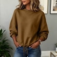 thumbnail image 5 of HongQid Womens Cropped Sweatshirt Crew Neck Adjustable Drawstring Hem Long Sleeve Soft Short Cut Fall Clothes Ladies Trendy Casual Pullover Top, 5 of 8