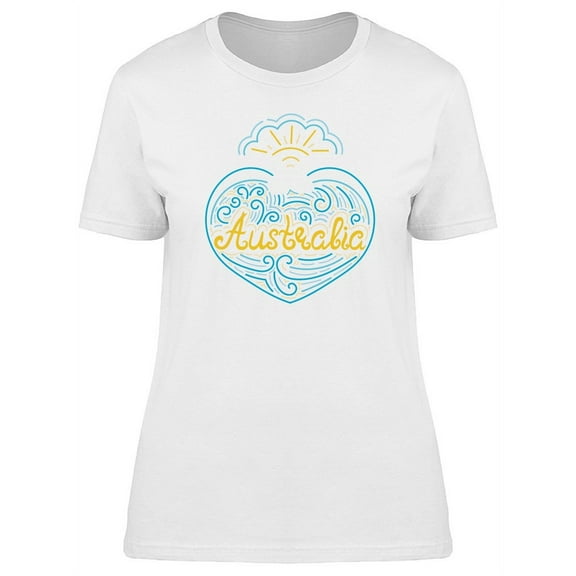 Australia Blue Waves Heart T-Shirt Women -Image by Shutterstock, Female Small
