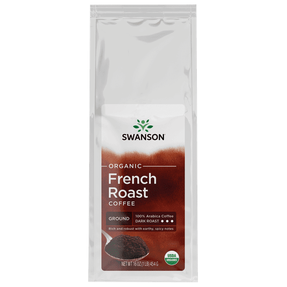 Swanson Organic French Roast Ground Coffee - Dark Roast 16 oz Package