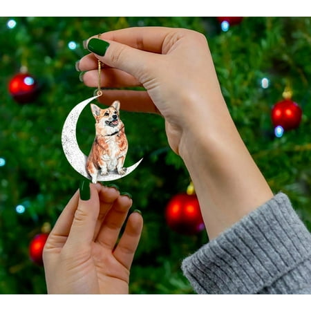

MIARHB Christmas Dog Sitting On The Moon Creative Pendant Decoration