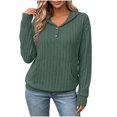 thumbnail image 4 of LEAVINGSUO Fall Tops for Women 2026 Casual Long Sleeve Button Thin Version With Pockets Hooded Collar Coat Army Green L, 4 of 9