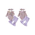 thumbnail image 2 of RUINIXCW Baby Girls Fall Outfits Long Sleeve Striped Romper + Pants + Headband, 2 of 5