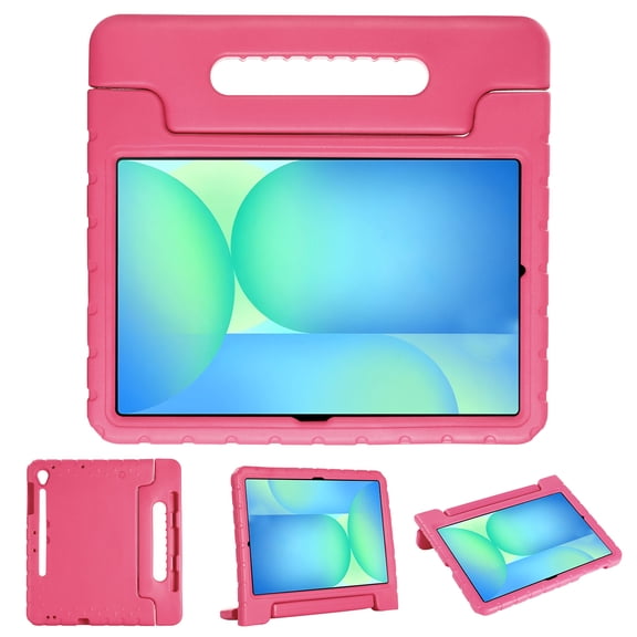 Allytechgroup Kids Case for Galaxy Tab S10 FE , EVA Rubber Heavy Duty Protective Shockproof Handle Stand Lightweight Kids Friendly Case for Samsung Galaxy Tab S10 FE Plus/S10 FE 13.1-Inch, Rose