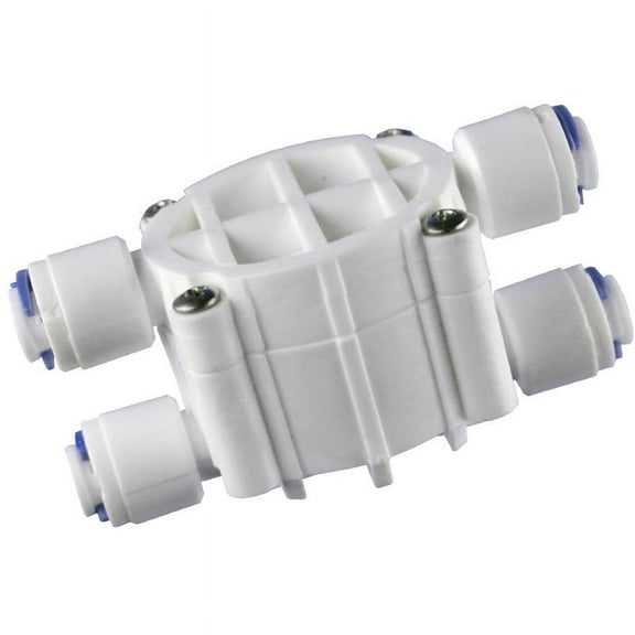 tooloflife 1/4" Port 4 Way Auto Shut Off Valve with Quick-Connect Fittings For RO Reverse Osmosis Water System White