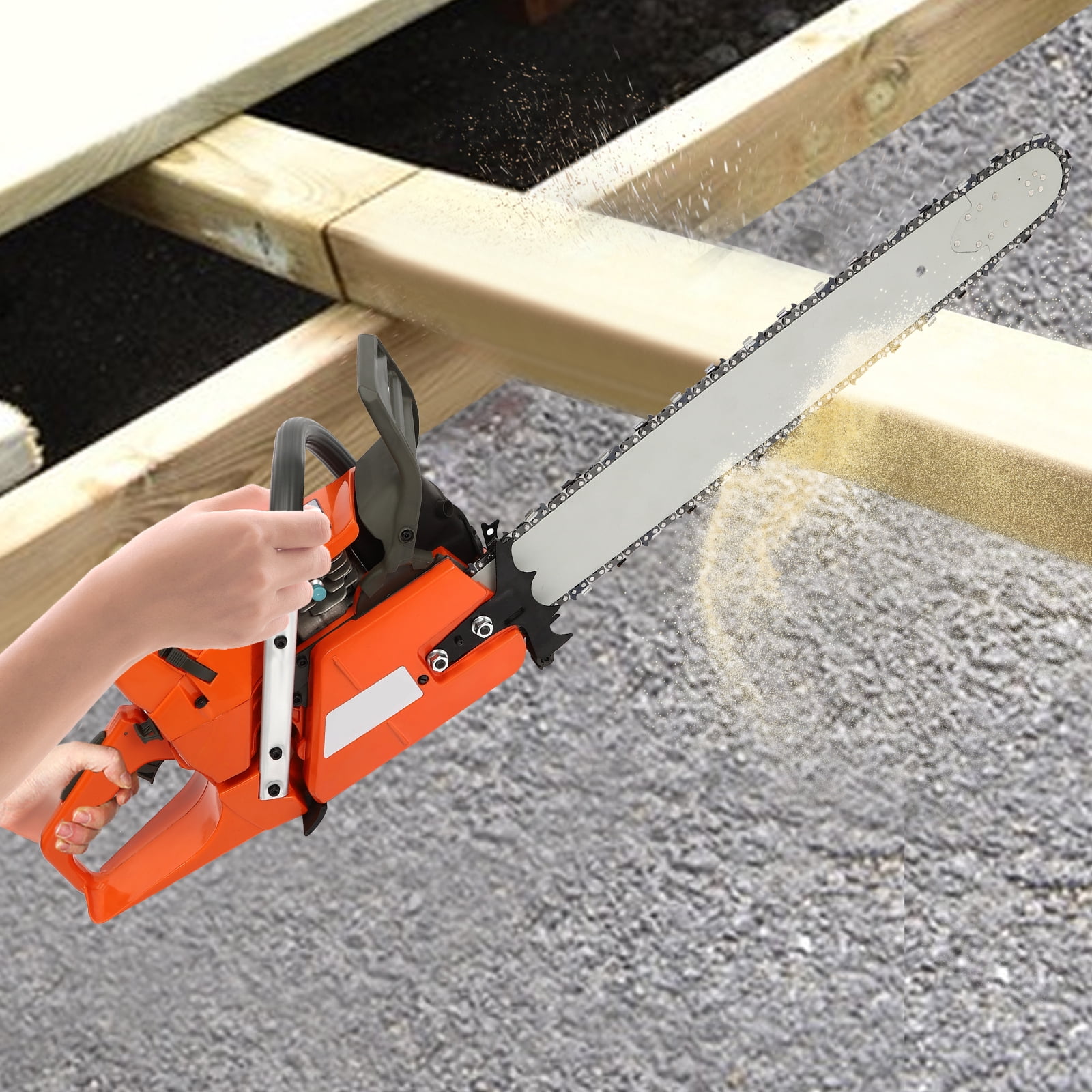 2-Cycle 72cc Gasoline Power Chain Sawsgas Chainsaw with 24 Inch Guide Bar 3.9kw for Forest Harvesting Cutting Wood Pruning Branches