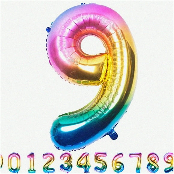Rainbow Number Fiesta: 40" Ballons de Fête Colorés Géants - Décorations de Ballons Numériques à l'Hélium pour les Anniversaires et les Célébrations!