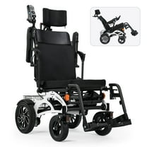 VERPAL Reclining Foldable Lightweight Electric Wheelchairs for Adults, Airline Approved Mobility Power Wheelchair for Seniors, 500W Motor, 400 lbs, 15 miles, White