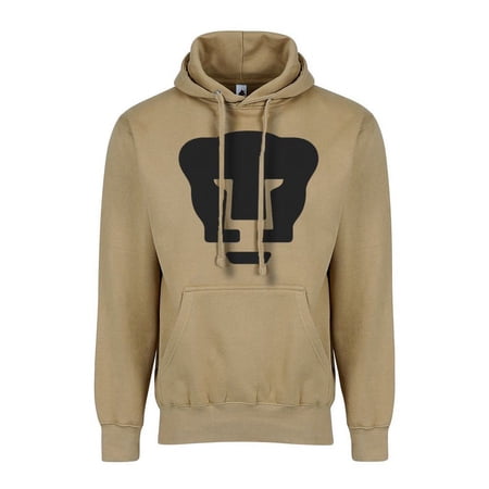 Pumas UNAM Adult Comfort Pullover Hoodie - Soccer Fan Apparel for Men - Khaki/Black - 2X-Large