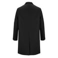thumbnail image 6 of JUUYY Men's Wool Blend Double Breasted Long Pea Coat Casual Mid-Long Trench Coat Overcoat Winter m Solid Color Windbreaker Black S, 6 of 7