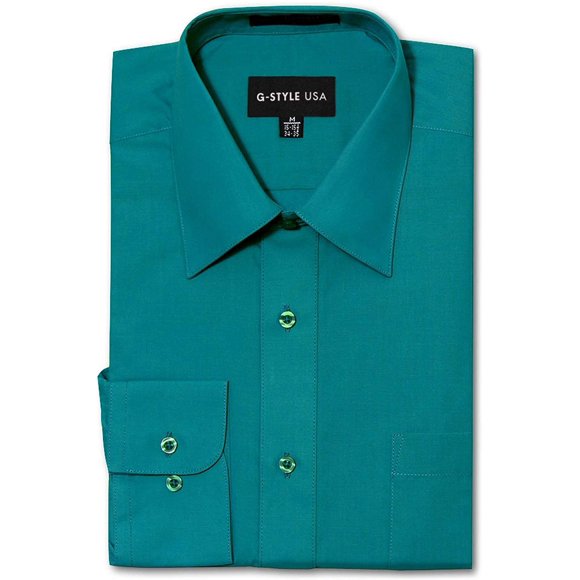 G-Style USA Mens Regular Fit Long Sleeve Solid Color Dress Shirts