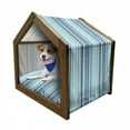 thumbnail image 1 of Abstract Pet House, Vertical Striped Pastel Toned Color Bands Lines Background Nautical Design, Outdoor & Indoor Portable Dog Kennel with Pillow and Cover, 5 Sizes, Sky and Dark Blue, by Ambesonne, 1 of 5