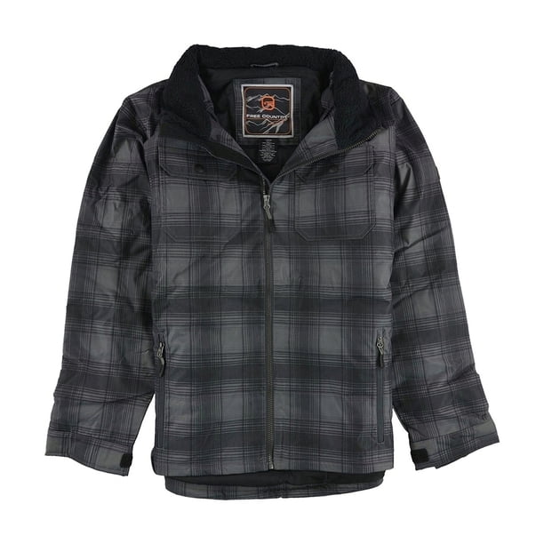 Parka de lona a cuadros Free Country para hombre color negro XL