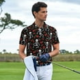 thumbnail image 6 of Daiia Skeleton with Roses Pattern Men’s Polo Shirts,Solid Deck Shirt,Classic Fit, Breathable Cotton Polo for Casual and Sport Wear-XX-Large, 6 of 9