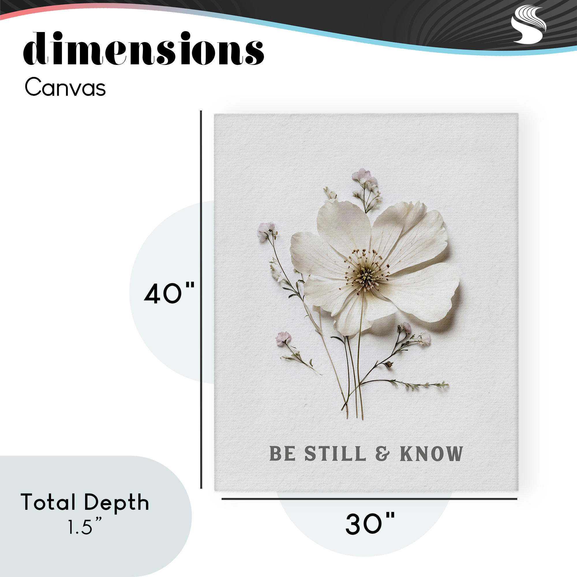Be Still & Know Pressed Flowers Canvas Wall Art, design by Lettered and Lined