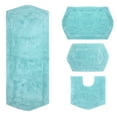 thumbnail image 2 of Home Weavers Waterford Collection 100% Cotton Non-Slip Bathroom Rug Set Machine Washable Bathroom Rug, Bath Rug, U Shaped Contour, Runner, Turquoise Color 4 Piece Bath Rug set, 2 of 8