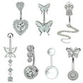 thumbnail image 1 of Dsseng 7Pcs Belly Button Ring Surgical Steel Navel Rings Shiny Belly Button Piercing Blue, 1 of 6
