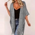 thumbnail image 2 of NordicNest Women's Open Front Knit Cover Up – Lightweight Beach Cover Ups for Women, Tassel Fringe Swimwear Sarong, 2 of 5