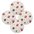 thumbnail image 2 of 15.4" Round Placemat Set of 4 Polyester Fabric Place Mats Non-Slip Dining Kitchen Table Mats for Kitchen Party Decor Pink and Purple Dandelions, 2 of 5