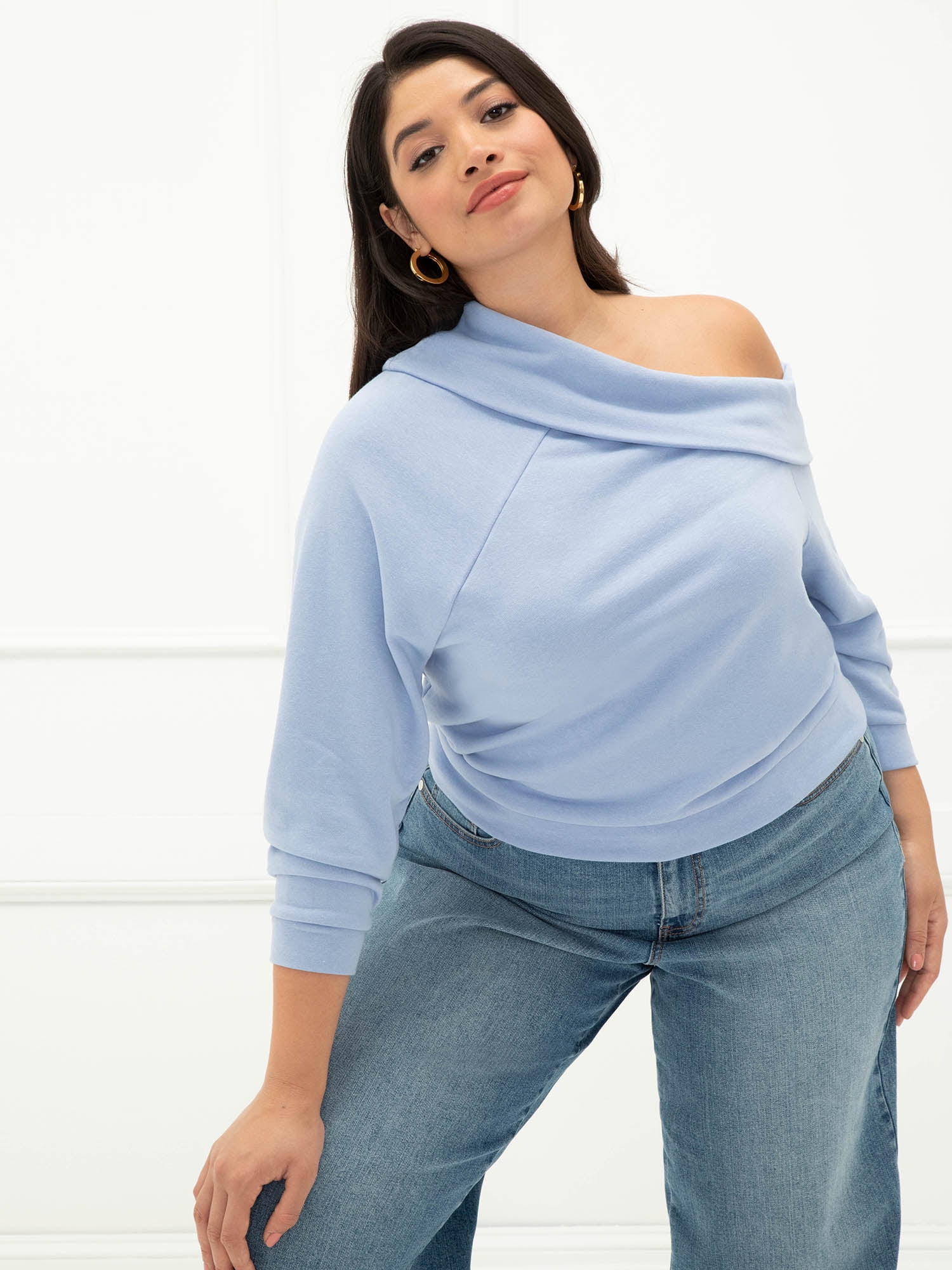 women's plus size off the shoulder sweatshirt