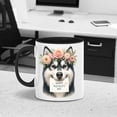 thumbnail image 4 of Happy Mother's Day Siberian Husky with Flower Crown and Greeting Card 11oz Accent Two-tone Mug Husky Dog Lover Gifts Coffee Tea Cup - 13004, 4 of 5
