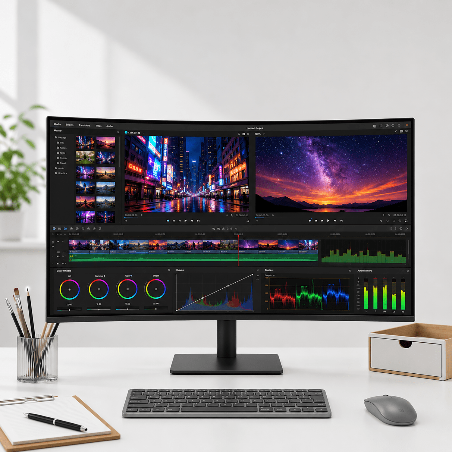 Deco Gear 40" Curved 5K2K Ultrawide Monitor, 5120×2160, 21:9, 120Hz, 5ms, IPS Panel, HDR, Adaptive Sync, USB-C, HDMI, DisplayPort, Built-in Speakers, Adjustable Stand