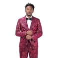thumbnail image 5 of Mens Luxury Paisley Suit Jacket Gold Shiny Slim Fit Button Down Blazer, 5 of 5