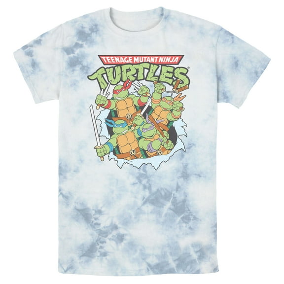 Men's Teenage Mutant Ninja Turtles Distressed Team in Action  Graphic Tee White/Blue Small