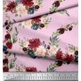 thumbnail image 3 of Soimoi Pink Poly Georgette Fabric Ranunculus & Penoy Floral Print Print Fabric By the Yard 52 Inch Wide, 3 of 3
