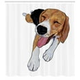 thumbnail image 3 of Ambesonne Beagle Shower Curtain, Smiling Resting Dog Sketch, 69"Wx75"L, Pale Caramel Grey Pink, 3 of 3