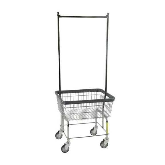 R&B Wire 96B58 Economy Laundry Cart with Double Pole Rack, Chrome