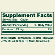 Spring Valley Potassium Dietary Supplement Caplets for Heart Health, 99 mg, 100 Count