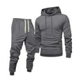 thumbnail image 2 of Mens Sweat Suit 2 Piece Hoodie & Joggers Tracksuit, Long Sleeve Casual Outfit for Jogging, Gym & Lounge​ Dark Gray L, 2 of 5