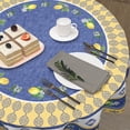 thumbnail image 4 of Lemon Round Tablecloth 60 Inch Blue Yellow French Country Style Fruit Floral Print Table Cloth Rustic Farmhouse Washable Polyester Table Cover for Kitchen Dining Room Party Indoor Outdoor Home Decor, 4 of 6