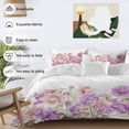 thumbnail image 3 of 3 Piece Pink Purple Spring Floral Duvet Cover Set Full Size, Microfiber Comforter/Quilt Cover with Corner Ties and 2 Pillowcases, Summer Flower Botanical All Season Soft Bedding with Zipper Closure, 3 of 8