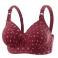 thumbnail image 2 of Women's Wirefree Bras Full Coverage Push up Solid Color No Underwire Supportive Bras Women Bralette Bras for Heavy Breast Wine 38, 2 of 3
