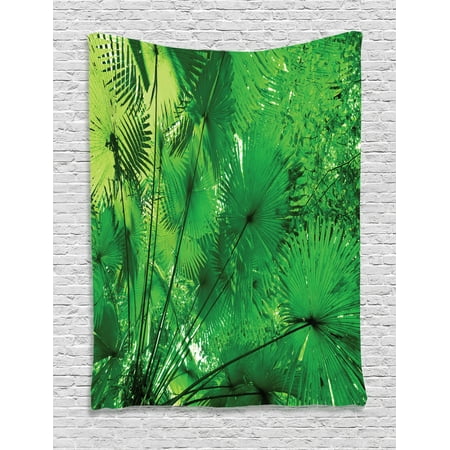 Rainforest Decorations Wall Hanging Tapestry Plants In Tropical Environment Exotic Jungle Atmosphere Asian Natural Beauty Pattern Bedroom Living