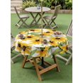 thumbnail image 4 of Outdoor Tablecloth with Umbrella Hole for Patio/Picnic/Party/Camping, Sunflowers Waterproof Table Cloth Round Cover Washable, Yellow Botanical Floral Green Leaf (Dia 60"), 4 of 9