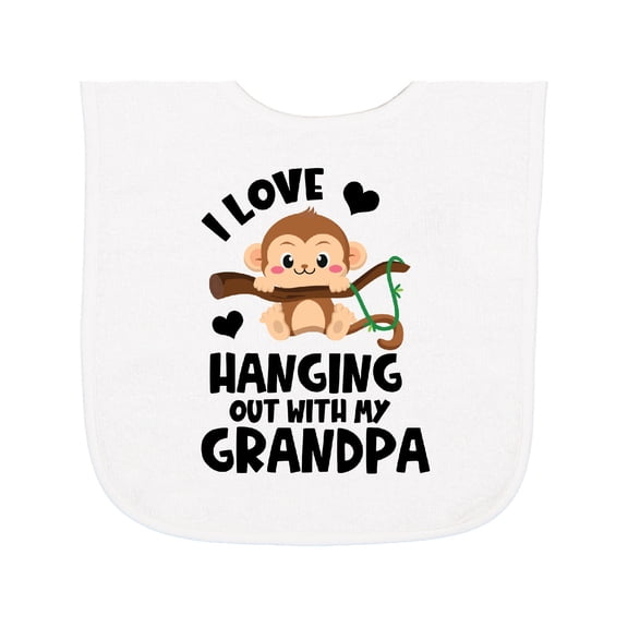 Inktastic Monkey I Love Hanging out with My Grandpa Baby Terry Cloth Bib