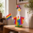 thumbnail image 6 of AZXY Porch Goose Outfit, 23 Inch Rainbow Stripe Goose Clothes with Top Hat, Tie & Rainbow Flag, Goose Costume for Cement Plastic Lawn Goose Statue, Outdoor Yard Lawn Garden Decor, 6 of 7
