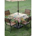 thumbnail image 3 of Outdoor Tablecloth with Umbrella Hole and Zipper, Colorful Floral Square Table Cloth 60x60 Inch Waterproof Tablecloth, Farmhouse Vintage Dragonfly Butterfly Flower Picnic Table Cover for Patio, 3 of 7