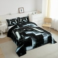 thumbnail image 4 of Video Game Queen Comforter Set Teens Aesthetic Neon Plaid Bedding Set, Gamepad Gamer Bedding Comforter Sets Black and Grey Duvet Set, Modern Glowing Futuristic Cubes Quilted Comforter, 4 of 7