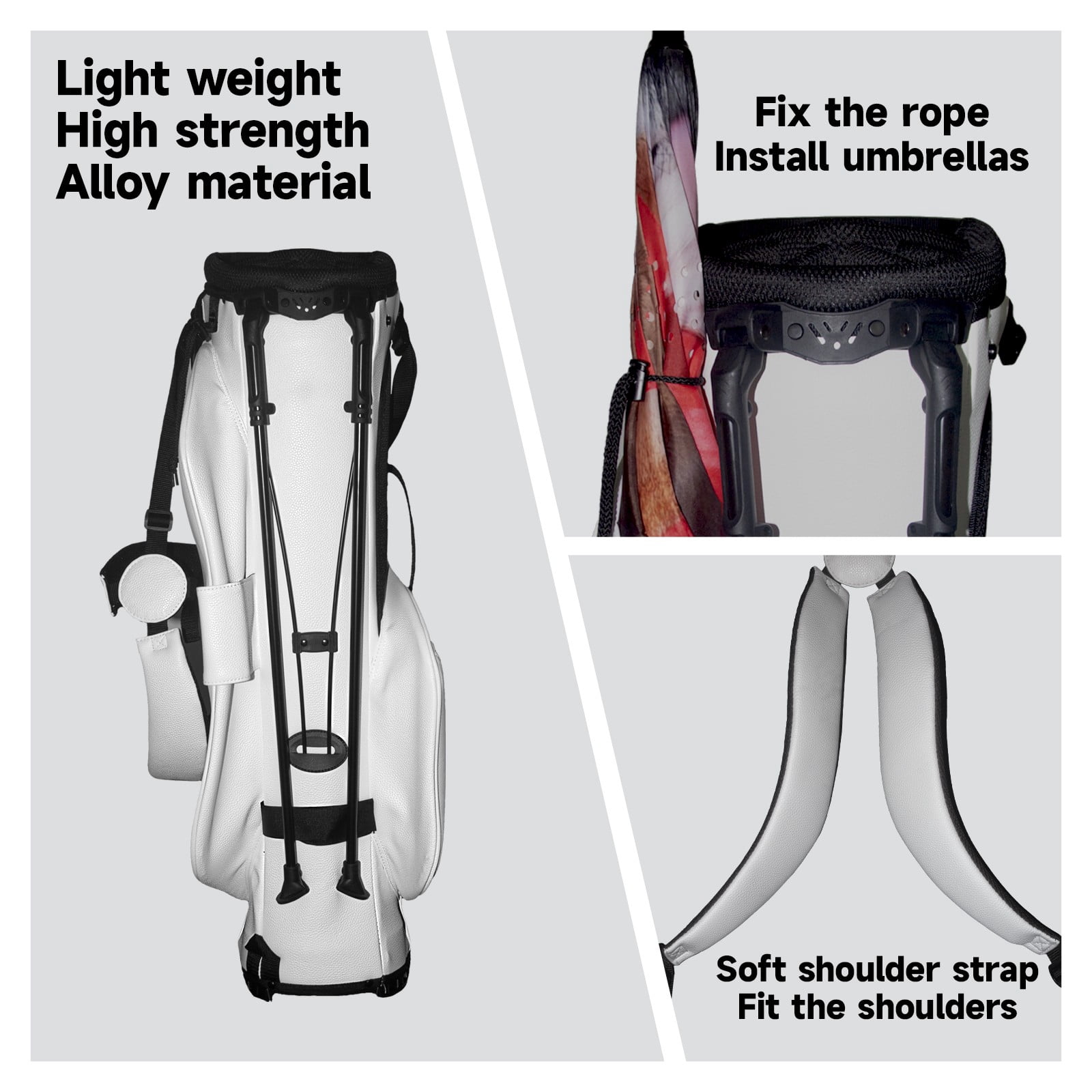 5 Ways Divider Golf Bag Waterproof Leather Golf Stand Bag Large Capacity & Versatile Personalized Customized Printing Golf Club Bag for Men Women 1747381981564