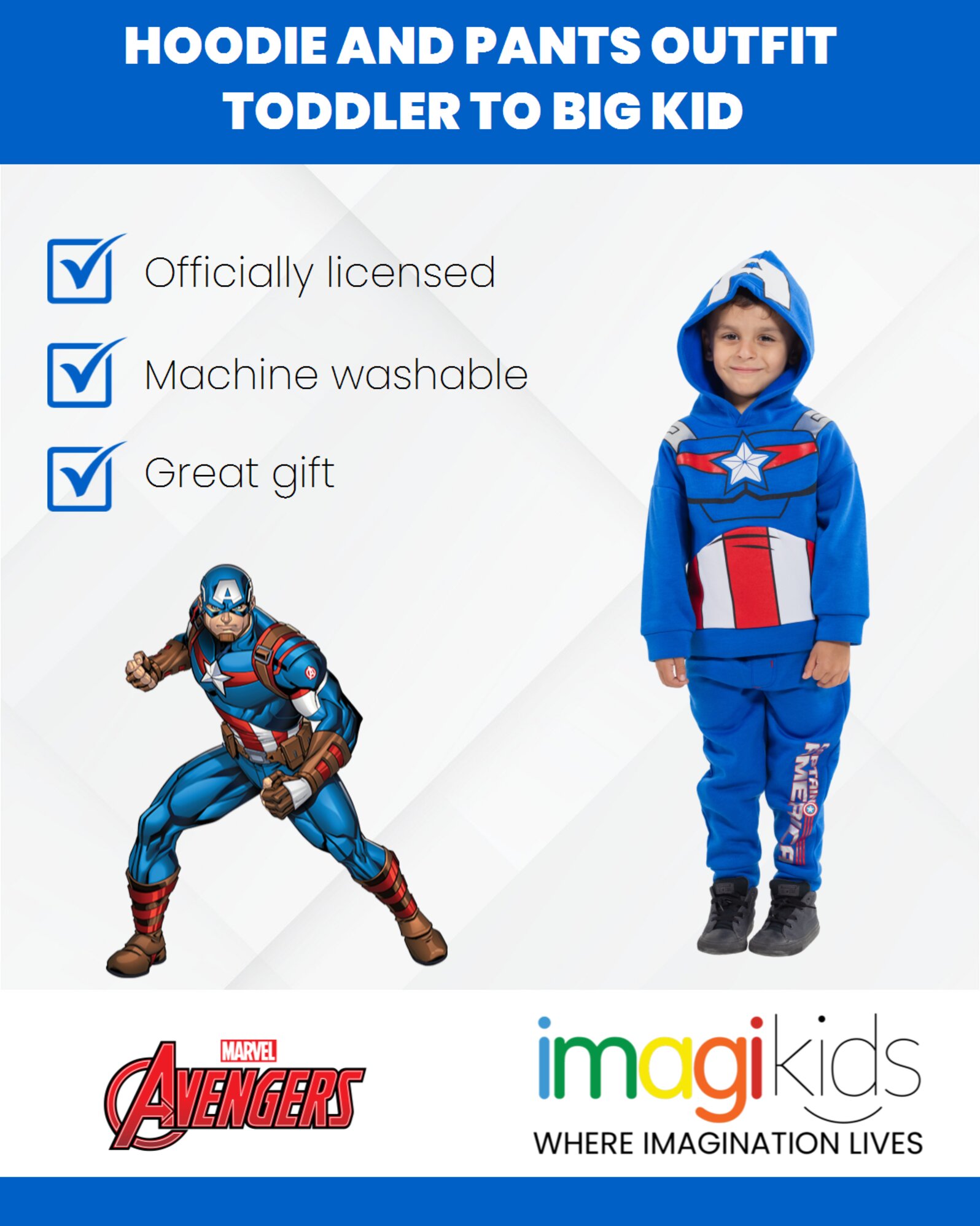 Marvel Avengers Set Pigiama O Tuta Bambino – Felpa Con Cappuccio E Pantaloni Black Panther / Capitan America / Hulk